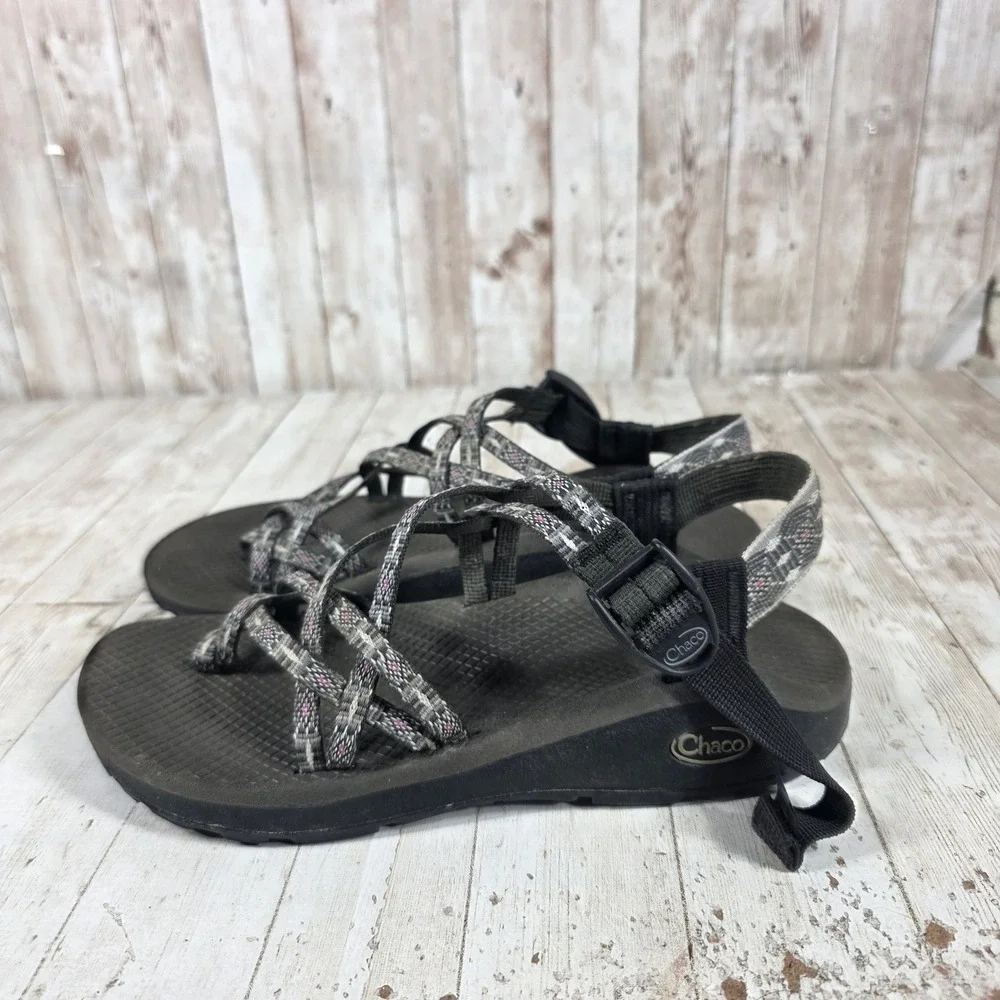 Chaco Z/Cloud 2 Womens 9 Sandals Gray Black Pink Double Strap Toe‎ Loop Hiking